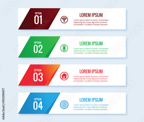 Infographic template with four options for business presentation or workflow visualization