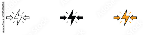 Conflict icon set. Quick power charge and voltage spark symbol. Vector Illustration.