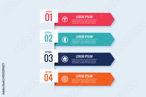 Infographic template with four options for business presentation or workflow visualization