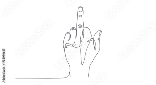 Middle Finger Gesture, Single Line Art Illustration