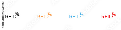 RFID radio frequency identification icon set. Wireless tracking and contactless technology symbol. Vector Illustration.