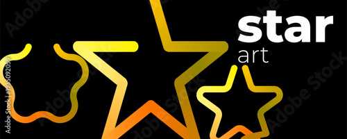 Vector graphic illustration of star art logo featuring stylized stars in yellow and orange gradient on black background for creative design projects.