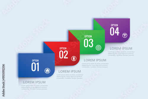 Business infographic template with four colorful options for data visualization