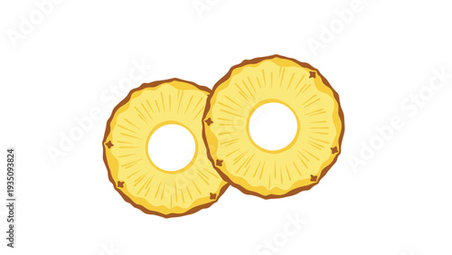 Two golden yellow pineapple slices with a hole in the center showing the natural texture of the tropical fruit flesh.