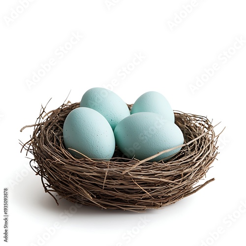 Blue Eggs Nesting in Natural Twigs Freshness of Nature and Springtime Vibes in a Simple Setting