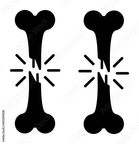 Two Black of Broken Bones with Radiation Symbols