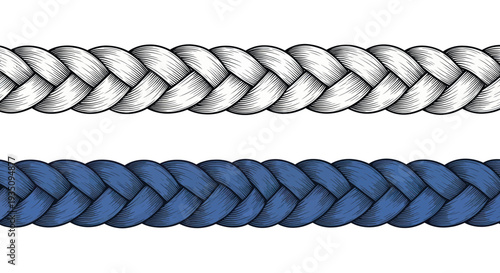 Braided Rope Texture: White and Blue Nautical Style