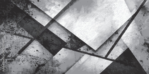 Crumpled and wrinkled paper pile background / Worn and torn vintage collage poster. Abstract geometric