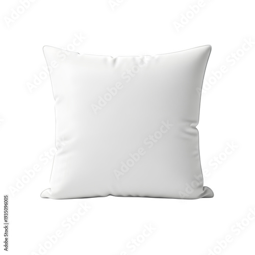 White square throw pillow fluffy soft cushion decorative home decor object isolated on transparent background