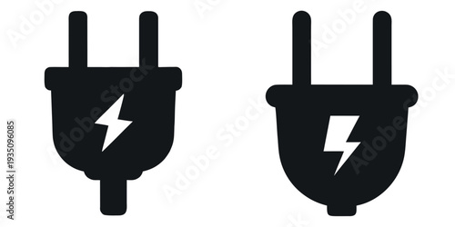 electrical plugs silhouette vector, Black electrical plugs icon symbol.