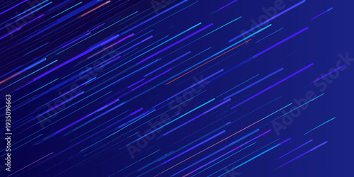Abstract background with dynamic colorful lines on a dark blue gradient