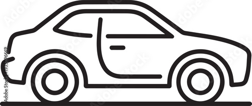 Simple outline drawing of a modern automobile representing transportation and mobility