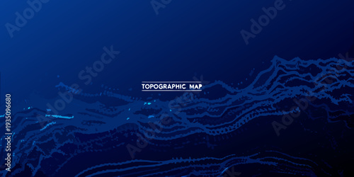 Abstract topographic map with undulating lines and dark blue gradients