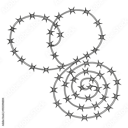 Abstract Barbed Wire with Interlocking Circles and Spiral