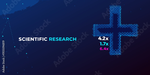 Scientific research graphic with a cross symbol and numerical data