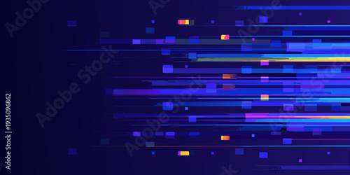 Abstract geometric background with vibrant blue and purple rectangular blocks