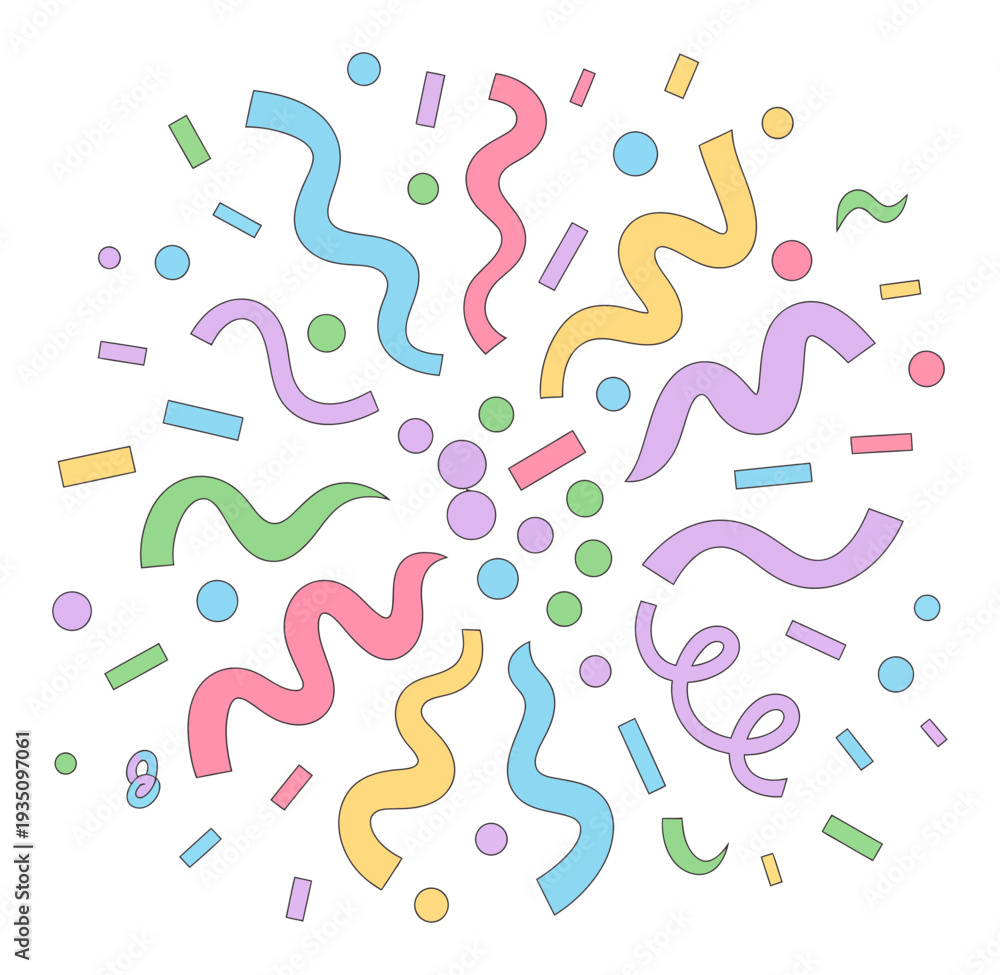 Fototapeta premium Colorful Confetti and Streamers Exploding in a Festive Celebration Burst