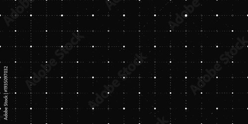 Abstract pattern of white dots arranged in rows on a black background