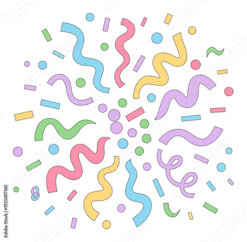 Colorful Confetti and Streamers Exploding in a Festive Celebration Burst