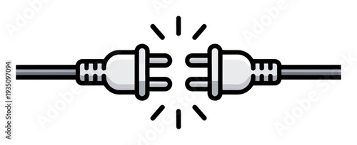 Disconnected Electrical Plugs with Sparks, Symbolizing Interruption or Failure
