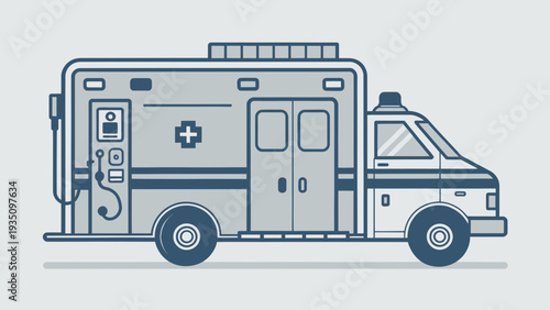 Ambulance Vehicle Side View Vector Illustration