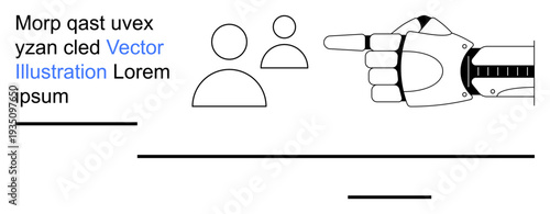 Artificial intelligence, technology innovation, user interaction, human-machine communication, automation, robotics. Robotic hand pointing to people icons. AI and technology innovation concepts