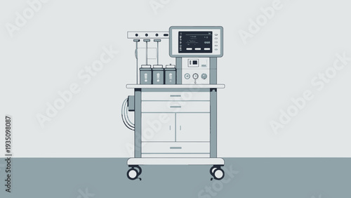 Medical Anesthesia Machine with Display and Drawer Cart