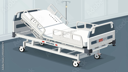 Modern Hospital Bed Medical Equipment Illustration