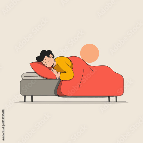 Person sleeping peacefully in bed under a warm blanket