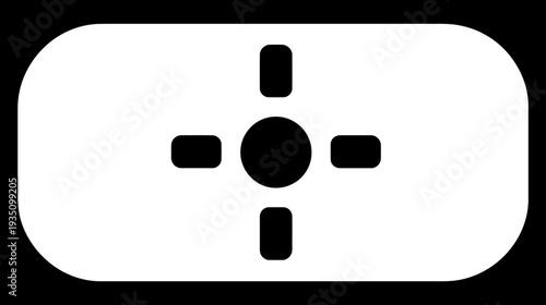 Minimalist directional pad icon for gaming interface. Simple black and white D-pad symbol for UI/UX design and navigation control.