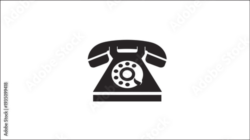 Classic Black Rotary Dial Telephone Icon Vector Illustration, Retro Communication Technology Symbol, Vintage Phone Graphic
