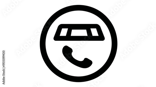 Taxi booking and phone call service icon. Vector graphic for ride-sharing apps, transportation, and urban mobility concepts.