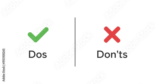 A visual comparison depicting favorable dos and unfavorable don ts with check and cross symbols silhouette high quality professional detailed modern elegant