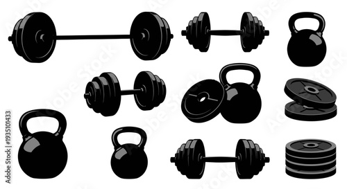 Fitness Equipment Collection: Dumbbells, Kettlebells, Barbells, Weight Plates
