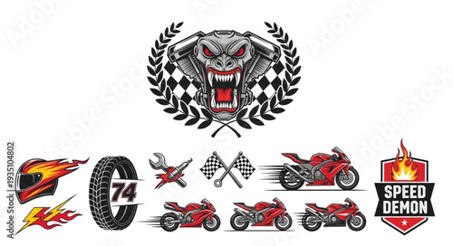 Motorcycle Racing and Speed Demon Graphics Collection for Extreme Sports Enthusiasts.