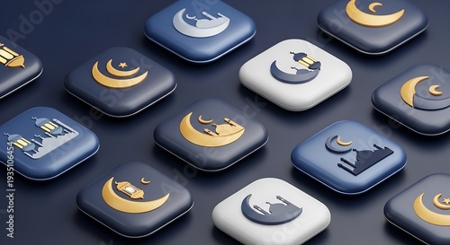 Elegant Islamic Ramadan and Eid Kareem Mubarak Celebration Background with Golden Lanterns