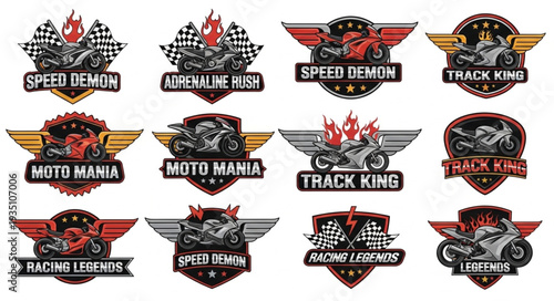Motorcycle Racing Badges and Emblems Collection for Speed and Adrenaline Enthusiasts.