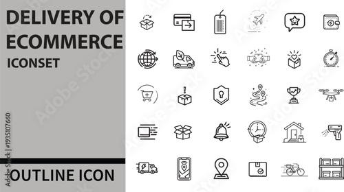 Delivery of Ecommerce Icon Set – Modern Icons for E-commerce Shipping, Delivery, and Order Management
