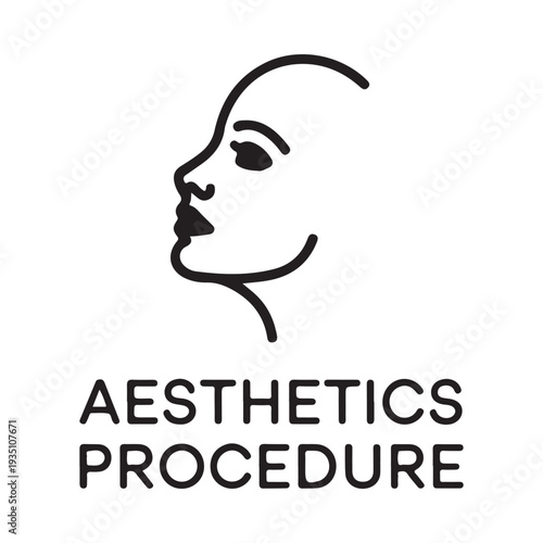 Line Art Face Profile with Text Aesthetics Procedure for Beauty and Cosmetic Surgery