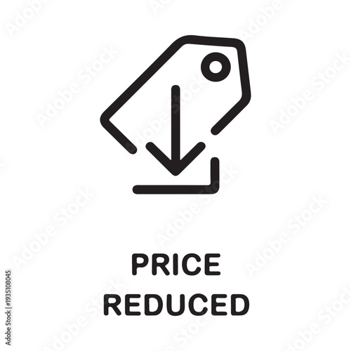 Price Tag Icon with Down Arrow Symbolizing Sale and Discount