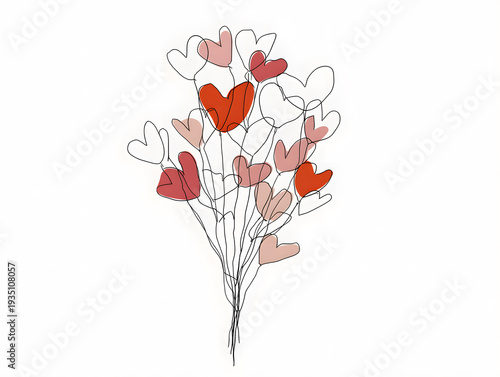 Bouquet of red roses heart shaped isolated on white