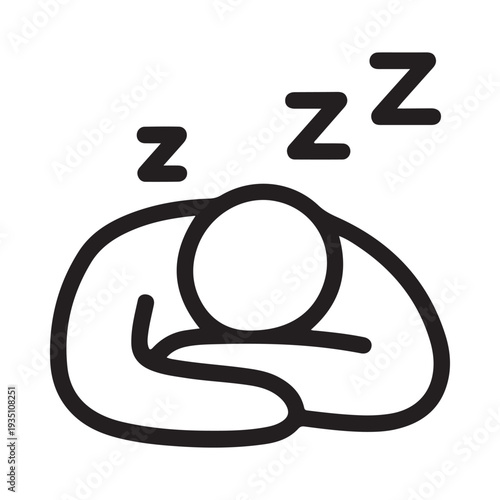 Stylized Person Sleeping Icon with Zzz Symbols Simple Vector Illustration