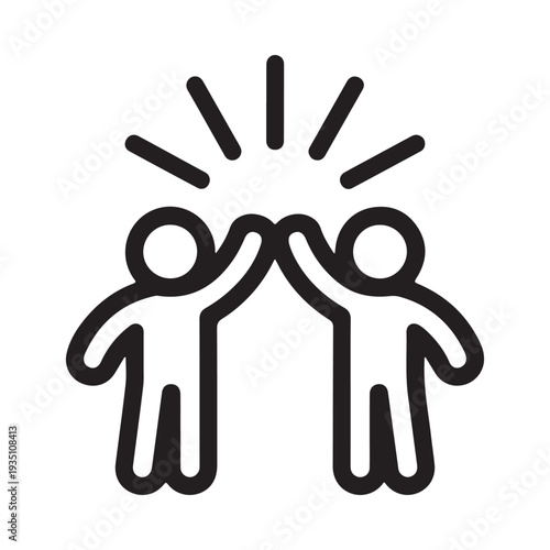 Foto Two stylized people giving a high five with radiating lines above vector illustr