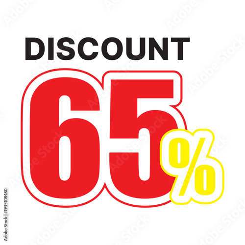 Black text discount sixty five percent red and yellow sale