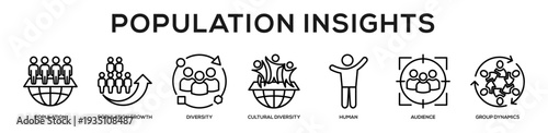 Population Insights web banner icon illustration concept