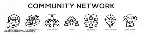Community Network web banner icon illustration concept