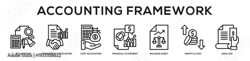 Accounting Framework web banner icon illustration concept