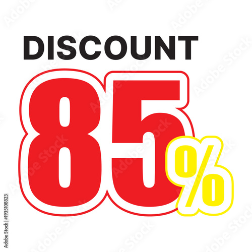 Black text discount eighty five percent red and yellow sale