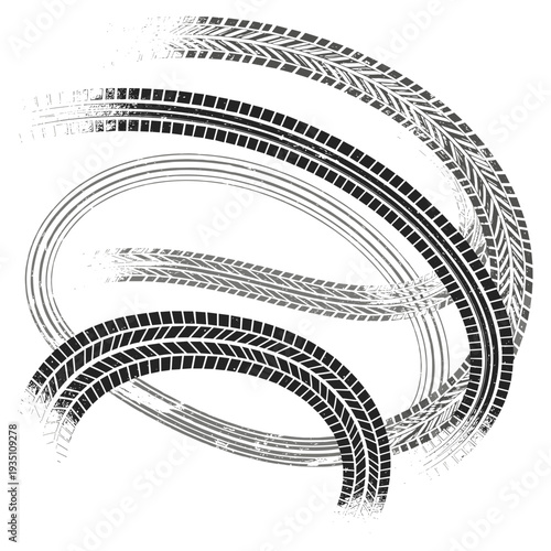 Dynamic Arced Tire Track Patterns Representing Cornering and Speed