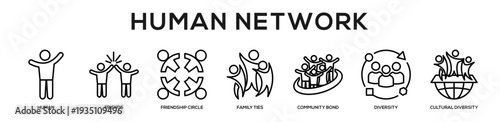 Human Network web banner icon illustration concept